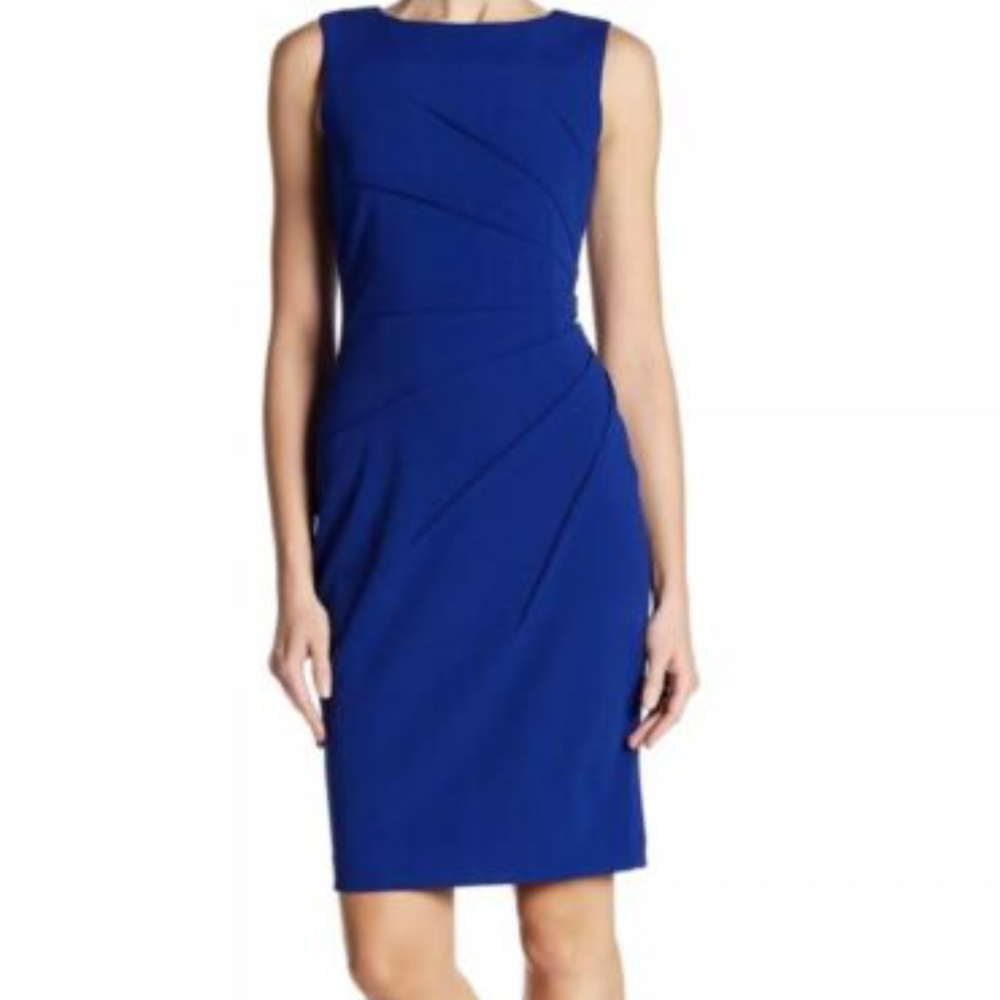 Calvin Klein Blue Midi Dress With Pleated Details